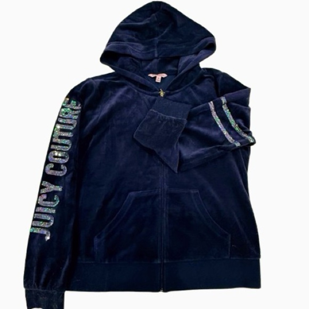 Juicy Couture Navy Hoodie with Sequin Details - NEW without tags